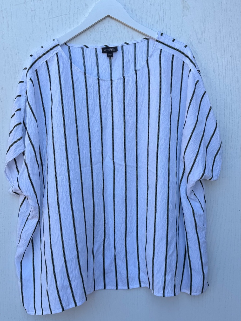 J Jill Wearever Oversized Top Womens XL Short Sleeve Striped